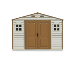 Duramax Woodside 10.5x8 ft Brown Vinyl Resin Garden Shed - Premium Outdoor Storage in Laval