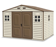 Duramax Woodside 10.5x8 ft Brown Vinyl Resin Garden Shed - Premium Outdoor Storage in Laval
