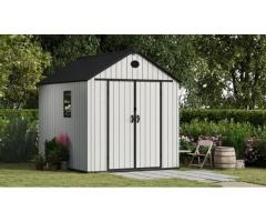 Arrow 8x10 ft Ash Grey Resin Outdoor Storage Shed with Window for Laval Homes