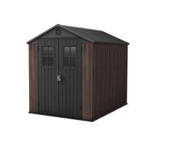 Keter Darwin Resin Outdoor Storage Shed with DecoCoat, Brown, 6x8 ft - Durable & Stylish Storage
