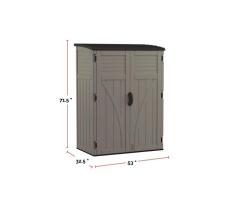 Suncast Stoney Grey Vertical Outdoor Storage Shed – Perfect for Laval Homes & Gardens