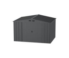 Duramax 10x8 Dark Grey Metal Storage Shed with Steel Frame – Robust Outdoor Solution for Laval