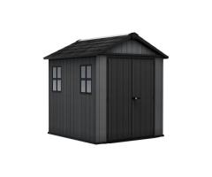 Keter Newton+ 7.5x7 Outdoor Storage Shed Laval | Durable Resin Garden & Tool Shed with Evotech P
