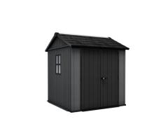 Keter Newton+ 7.5x7 Outdoor Storage Shed Laval | Durable Resin Garden & Tool Shed with Evotech P