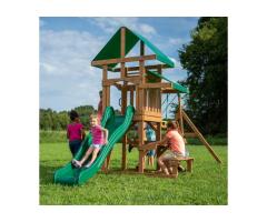 Backyard Discovery Belmont Cedar Wood Swing Set for Kids in Laval | Slide & Swings for 6 Childre