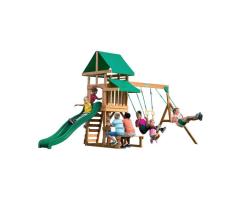 Backyard Discovery Belmont Cedar Wood Swing Set for Kids in Laval | Slide & Swings for 6 Childre