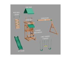 Backyard Discovery Belmont Cedar Wood Swing Set for Kids in Laval | Slide & Swings for 6 Childre