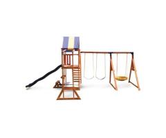 Sportspower Grand Mesa Outdoor Wooden Play Centre for Kids | Swings, Slide & Sandbox Fun in Lava