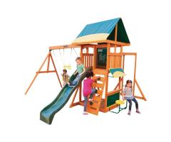 KidKraft Brightside Outdoor Cedar Wooden Swing Play Set for Kids 3-10 in Laval