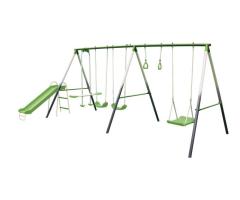 Sportspower 7-Station Outdoor Metal Swing Set Combo for Kids | Laval Backyard Fun