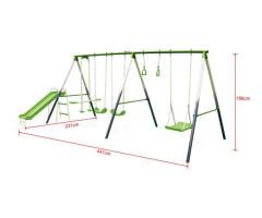 Sportspower 7-Station Outdoor Metal Swing Set Combo for Kids | Laval Backyard Fun