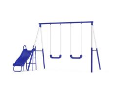 Sportspower Play Time Kids' 3-Station Metal Swing Set with Slide - Backyard Fun in Laval