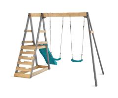 Plum Tamarin Outdoor Climbing Frame & Double Swing Set | Kids' Play Centre in Laval