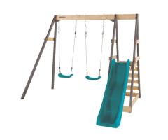 Plum Tamarin Outdoor Climbing Frame & Double Swing Set | Kids' Play Centre in Laval