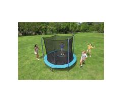 Bestway Xtreme Air 10ft Round Kids Outdoor Trampoline with Safety Enclosure for Backyard Fun in Lava