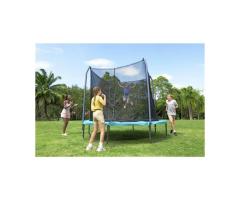 Bestway Xtreme Air 10ft Round Kids Outdoor Trampoline with Safety Enclosure for Backyard Fun in Lava