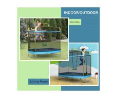 Qaba 6.9-ft 3-in-1 Kids Mini Trampoline with Safety Net, Swing & Bar – Perfect for Laval Familie