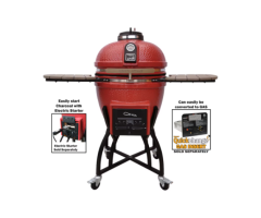 Vision Grills Kamado Professional Ceramic Charcoal BBQ in Chili Red - Ideal for Laval Grilling