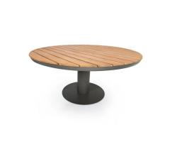 Irin 7-Piece Round Outdoor Dining Set | 60" Solid Teak & Aluminum Table with Mocha Rattan Rope S