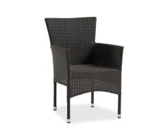 Jutlandia 3-Pc Black Balcony Bistro Set | Artwood Table & 2 Stackable Polyrattan Chairs