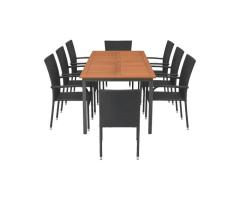 JYSK IBIS 9-Pc Extendable Wood Patio Set | 94.5" Table & 8 Stackable Chairs