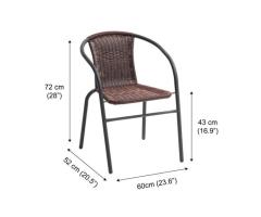 JYSK Venetto 3-Pc Balcony Bistro Set | 23.6" Glass Table & 2 Stackable Brown Rattan Chairs